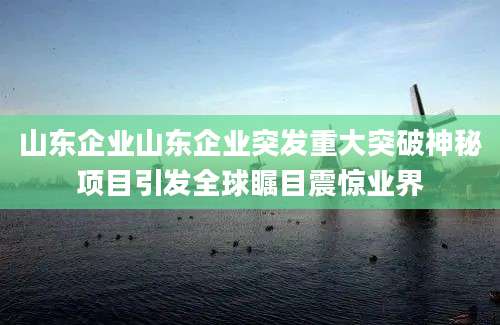 山东企业山东企业突发重大突破神秘项目引发全球瞩目震惊业界