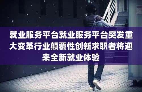 就业服务平台就业服务平台突发重大变革行业颠覆性创新求职者将迎来全新就业体验