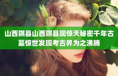 山西隰县山西隰县现惊天秘密千年古墓惊世发现考古界为之沸腾