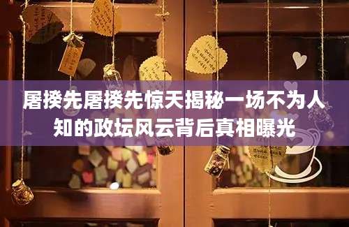 屠揆先屠揆先惊天揭秘一场不为人知的政坛风云背后真相曝光