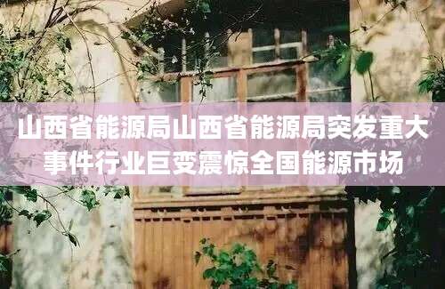 山西省能源局山西省能源局突发重大事件行业巨变震惊全国能源市场