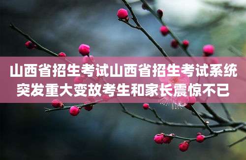 山西省招生考试山西省招生考试系统突发重大变故考生和家长震惊不已