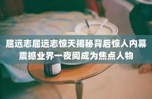屈远志屈远志惊天揭秘背后惊人内幕震撼业界一夜间成为焦点人物