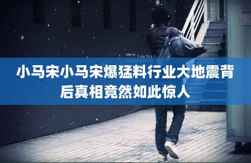 小马宋小马宋爆猛料行业大地震背后真相竟然如此惊人