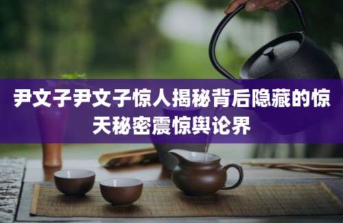 尹文子尹文子惊人揭秘背后隐藏的惊天秘密震惊舆论界