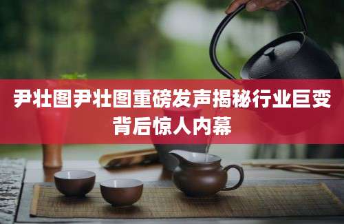 尹壮图尹壮图重磅发声揭秘行业巨变背后惊人内幕