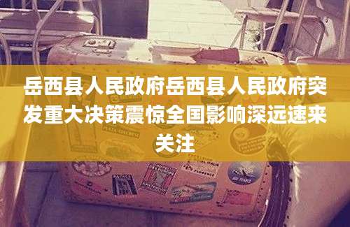 岳西县人民政府岳西县人民政府突发重大决策震惊全国影响深远速来关注