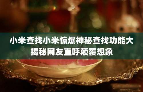 小米查找小米惊爆神秘查找功能大揭秘网友直呼颠覆想象