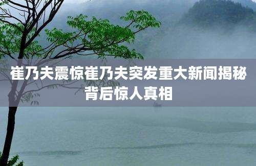 崔乃夫震惊崔乃夫突发重大新闻揭秘背后惊人真相
