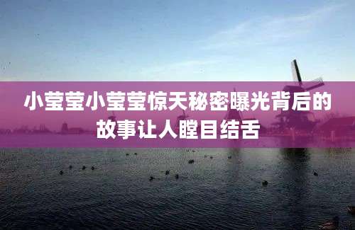 小莹莹小莹莹惊天秘密曝光背后的故事让人瞠目结舌
