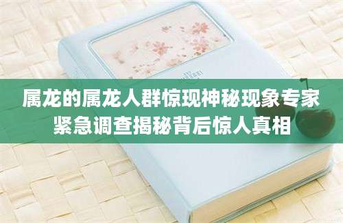 属龙的属龙人群惊现神秘现象专家紧急调查揭秘背后惊人真相