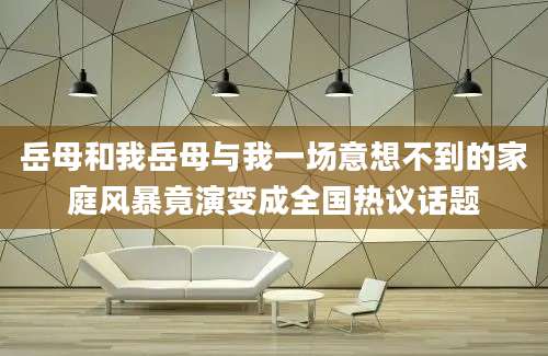 岳母和我岳母与我一场意想不到的家庭风暴竟演变成全国热议话题