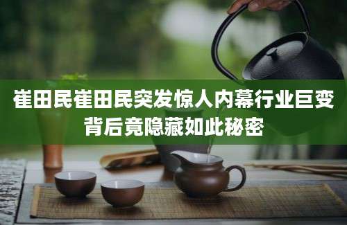崔田民崔田民突发惊人内幕行业巨变背后竟隐藏如此秘密