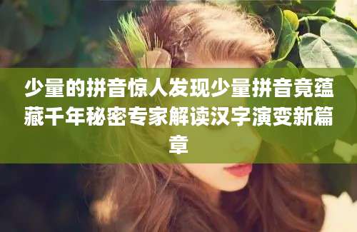 少量的拼音惊人发现少量拼音竟蕴藏千年秘密专家解读汉字演变新篇章