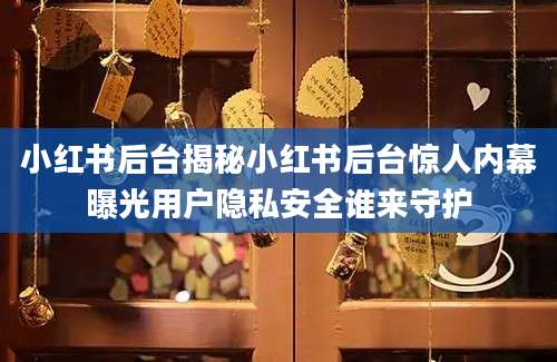 小红书后台揭秘小红书后台惊人内幕曝光用户隐私安全谁来守护