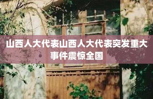 山西人大代表山西人大代表突发重大事件震惊全国