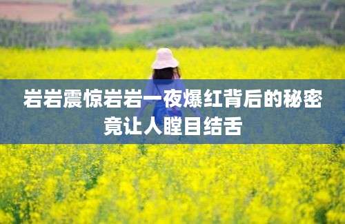 岩岩震惊岩岩一夜爆红背后的秘密竟让人瞠目结舌