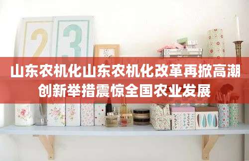 山东农机化山东农机化改革再掀高潮创新举措震惊全国农业发展