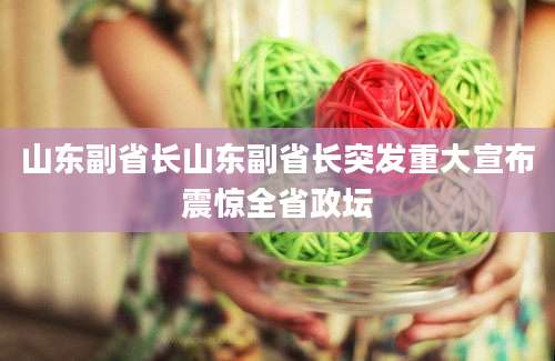 山东副省长山东副省长突发重大宣布震惊全省政坛
