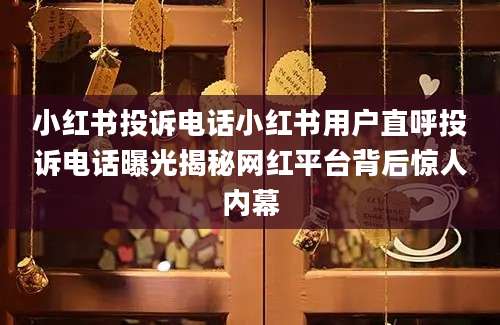 小红书投诉电话小红书用户直呼投诉电话曝光揭秘网红平台背后惊人内幕