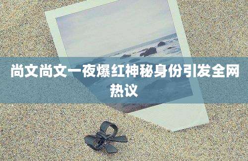 尚文尚文一夜爆红神秘身份引发全网热议
