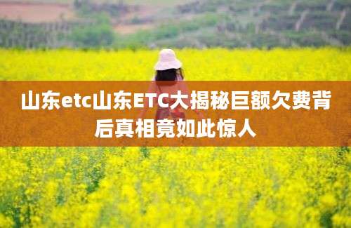 山东etc山东ETC大揭秘巨额欠费背后真相竟如此惊人