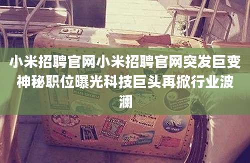 小米招聘官网小米招聘官网突发巨变神秘职位曝光科技巨头再掀行业波澜
