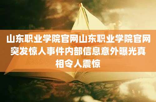 山东职业学院官网山东职业学院官网突发惊人事件内部信息意外曝光真相令人震惊