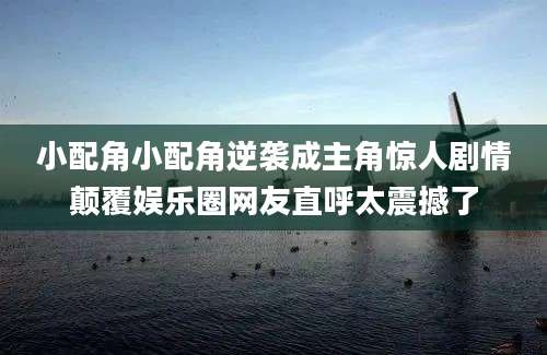 小配角小配角逆袭成主角惊人剧情颠覆娱乐圈网友直呼太震撼了