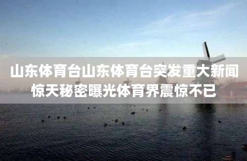 山东体育台山东体育台突发重大新闻惊天秘密曝光体育界震惊不已