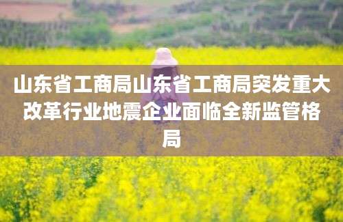 山东省工商局山东省工商局突发重大改革行业地震企业面临全新监管格局