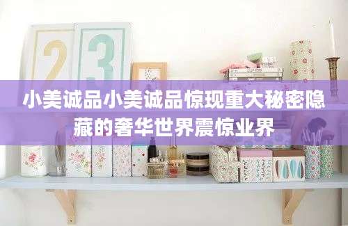 小美诚品小美诚品惊现重大秘密隐藏的奢华世界震惊业界