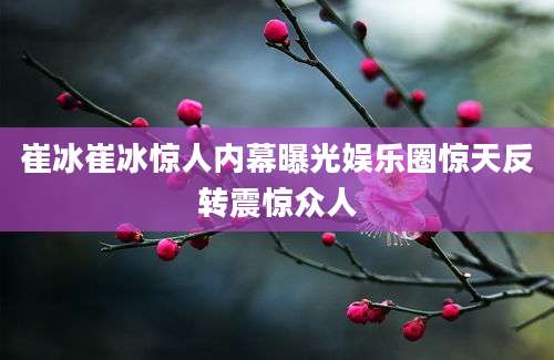 崔冰崔冰惊人内幕曝光娱乐圈惊天反转震惊众人