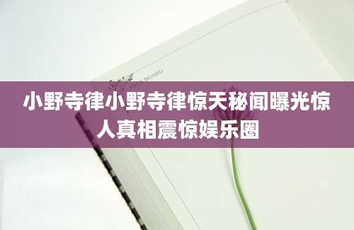 小野寺律小野寺律惊天秘闻曝光惊人真相震惊娱乐圈