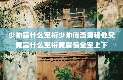 少帅是什么军衔少帅传奇揭秘他究竟是什么军衔竟震惊全军上下