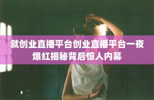 就创业直播平台创业直播平台一夜爆红揭秘背后惊人内幕