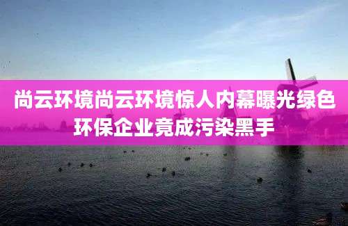 尚云环境尚云环境惊人内幕曝光绿色环保企业竟成污染黑手