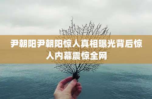 尹朝阳尹朝阳惊人真相曝光背后惊人内幕震惊全网