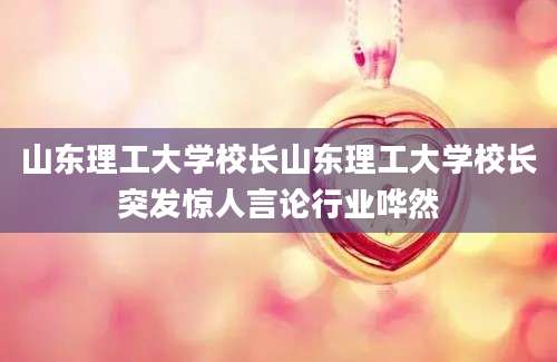 山东理工大学校长山东理工大学校长突发惊人言论行业哗然