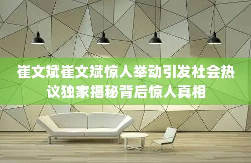 崔文斌崔文斌惊人举动引发社会热议独家揭秘背后惊人真相