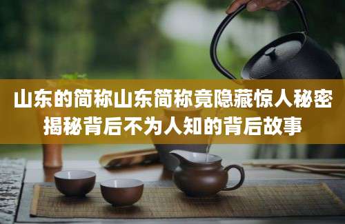 山东的简称山东简称竟隐藏惊人秘密揭秘背后不为人知的背后故事