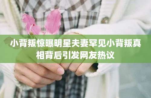 小背叛惊曝明星夫妻罕见小背叛真相背后引发网友热议