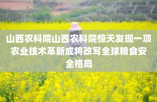 山西农科院山西农科院惊天发现一项农业技术革新或将改写全球粮食安全格局
