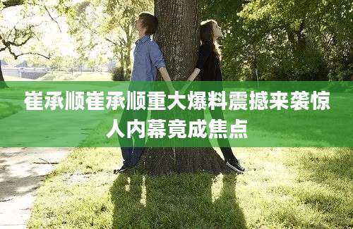 崔承顺崔承顺重大爆料震撼来袭惊人内幕竟成焦点