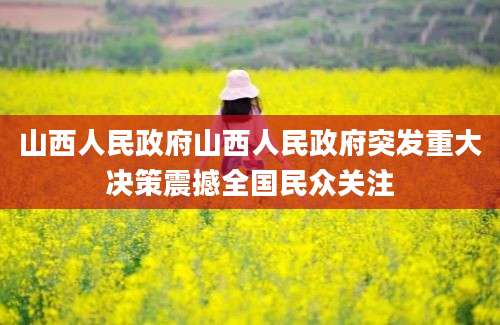 山西人民政府山西人民政府突发重大决策震撼全国民众关注