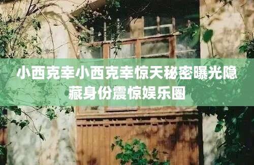 小西克幸小西克幸惊天秘密曝光隐藏身份震惊娱乐圈