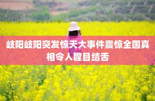 岐阳岐阳突发惊天大事件震惊全国真相令人瞠目结舌